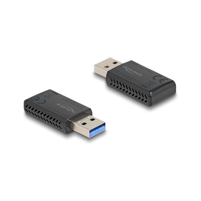 DELOCK Adaptador Wi-Fi 6 Dualband AX1800 USB 1201 + 574mbps Inalámbrico Negro
