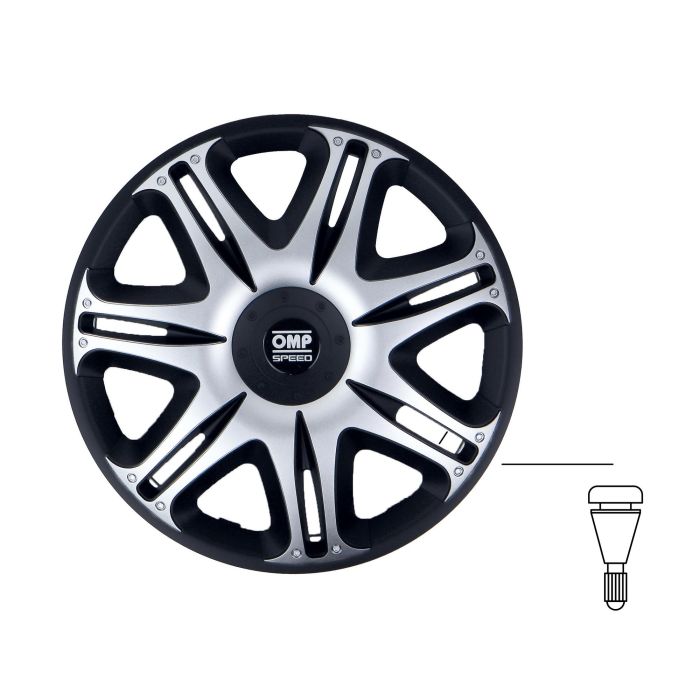 Omp Juego de 4 Tapacubos Speed Ghost Negro-Plata 13 Pulgadas OMPS07031312 9