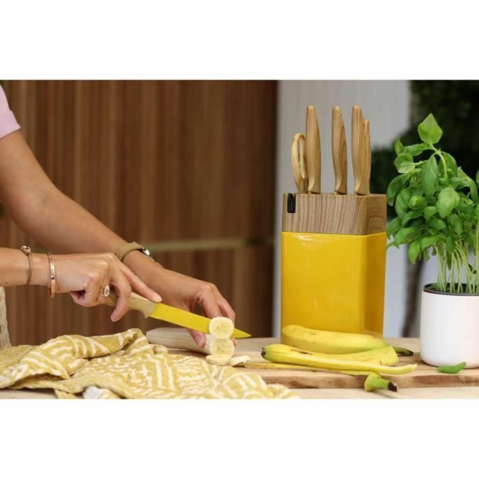 Bloque de cuchillos de 6 piezas - MENASTYL - 5041062 - Hoja de cerámica - Polipropileno - Azafrán 1 Bloque de cuchillos de 6 piezas - MENASTYL - 5041062 - Hoja de cerámica - Polipropileno - Azafrán 1