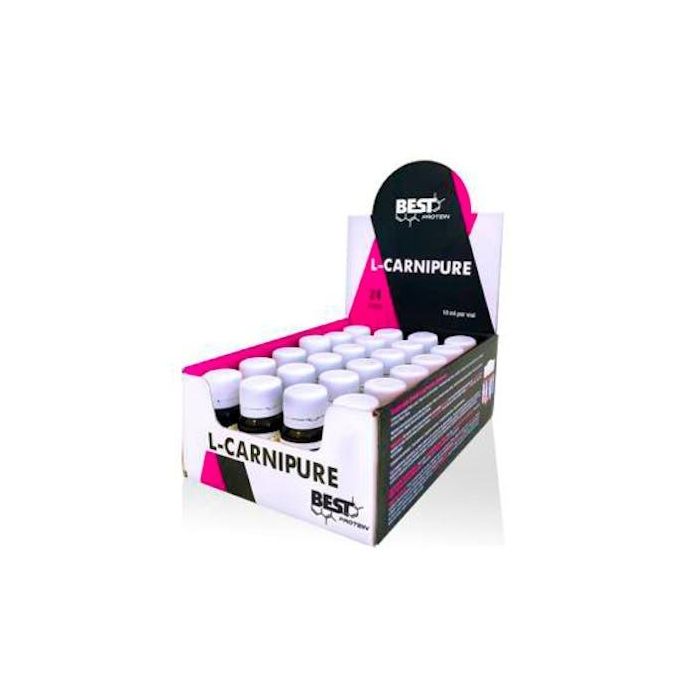 BEST PROTEIN L-Carnipure 24 Viales Sabor Limón, Complemento Alimenticio para Antes de Entrenar