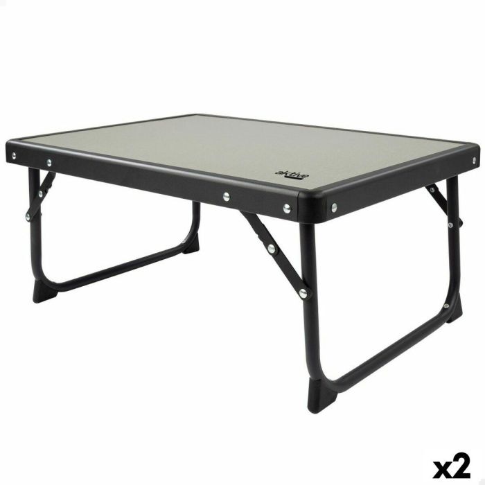 Mesa Plegable Aktive Camping Gris 56 x 25 x 40 cm (2 Unidades) Mesa Plegable Aktive Camping Gris 56 x 25 x 40 cm (2 Unidades)