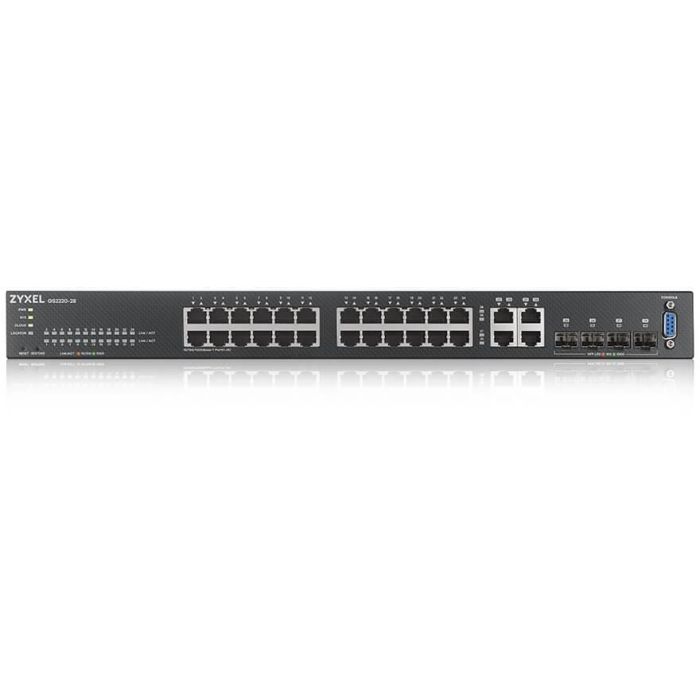 Zyxel GS2220-28-EU0101F Switch Gestionado L2 Gigabit Ethernet 24 Puertos RJ-45 4 SFP 56 Gbps Montaje en Rack Sin Ventilador Negro 1 Zyxel GS2220-28-EU0101F Switch Gestionado L2 Gigabit Ethernet 24 Puertos RJ-45 4 SFP 56 Gbps Montaje en Rack Sin Ventilador Negro 1