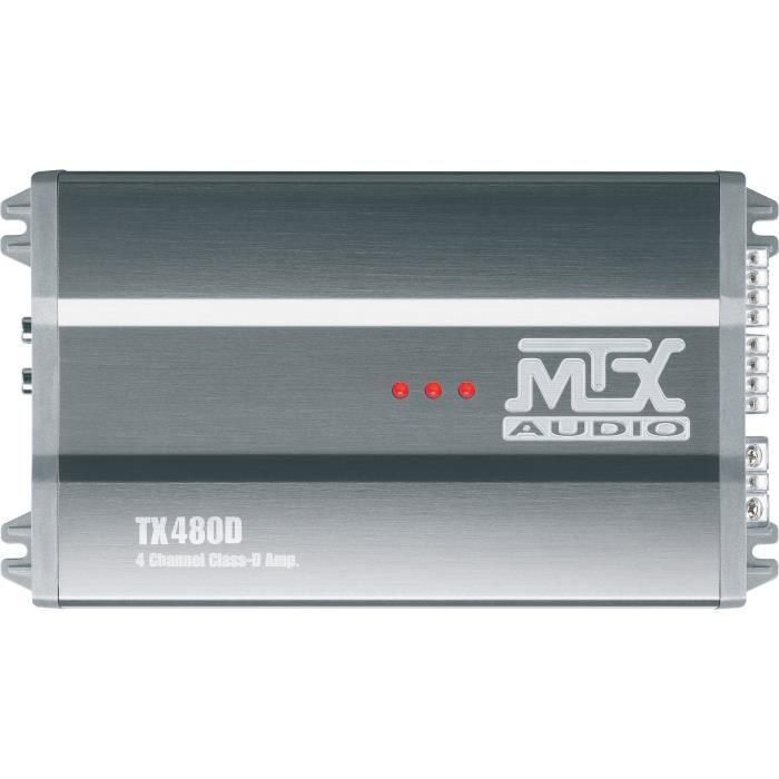 MTX TX480D 12V 4 canales Clase-D 4x80W RMS Amplificador de aluminio 1