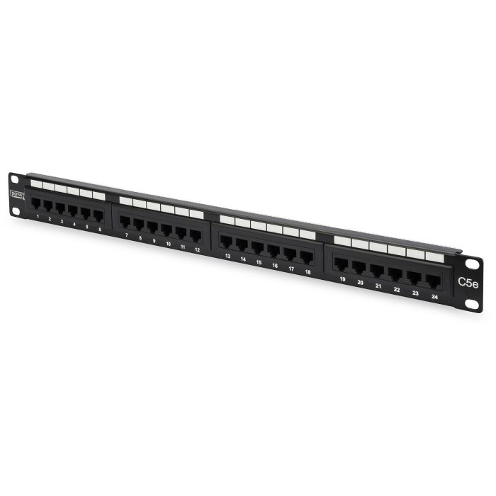 DIGITUS Patchpanel 24-Port CAT 5e RJ-45 sin blindaje, negro