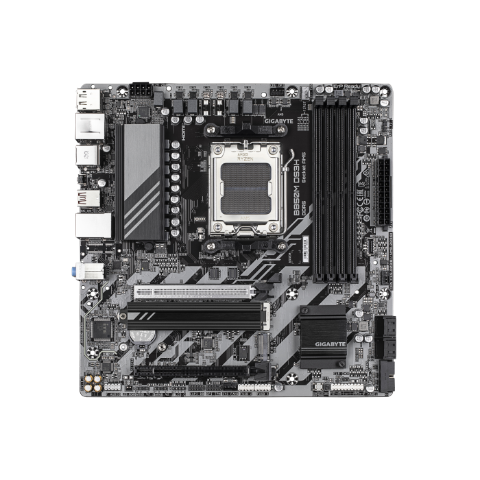Gigabyte Placa Base B850M DS3H, 9MB85MS3H-00-G10, Chipset AMD B850, Socket AM5, DDR5 hasta 8200MHz, PCIe 5.0 M.2, LAN 2.5, USB 3.2 Gen 2 1
