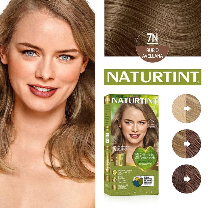 Naturtint Tinte sin Amoniaco #7N Rubio Avellana 170 ml Tinte Permanente Natural para Cabello con Cobertura de Canas 1