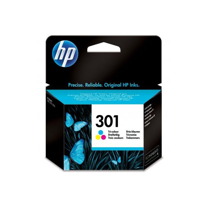 HP n.301 Cartucho Tinta Tricolor Original para HP DeskJet 1050 / 2540 / 3050, Envy 4500 / 5530, OfficeJet 2620 / 4630