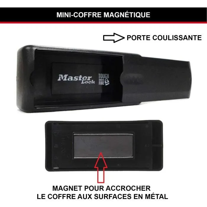 Master Lock Mini Caja de Llaves Magnética para Ocultar Llave de Automóvil Negro 3