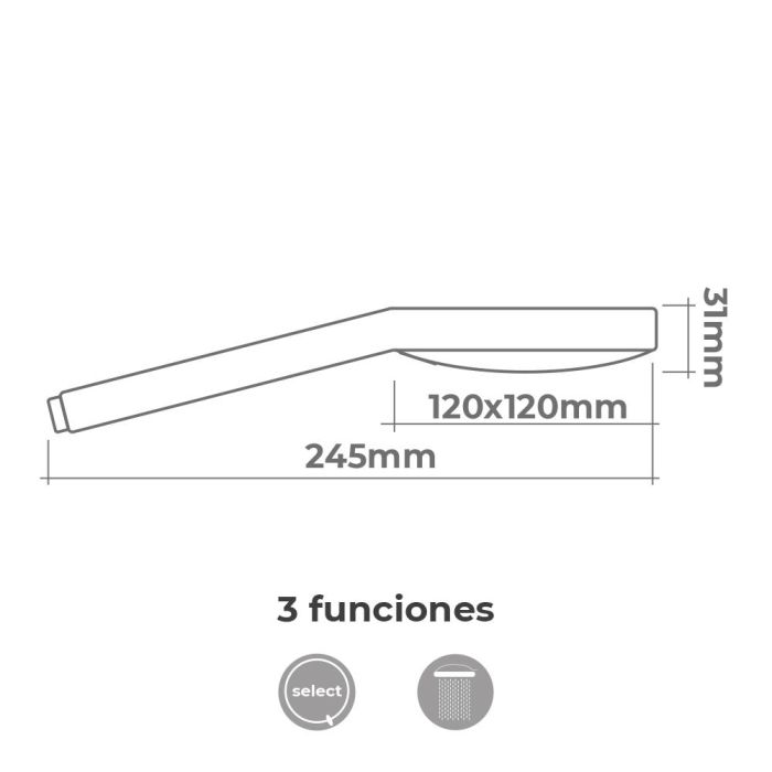 Edm Mango de ducha anticalcareo square 3 funciones color cromo 1 Edm Mango de ducha anticalcareo square 3 funciones color cromo 1