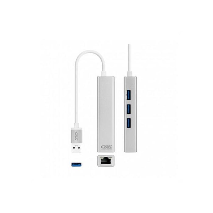 Nanocable 10.03.0403 Hub USB 3.0 y Conversor Ethernet Gigabit con 3 Puertos USB 3.0 y 1 RJ45 Plata Plug & Play para PC/Mac 1 Nanocable 10.03.0403 Hub USB 3.0 y Conversor Ethernet Gigabit con 3 Puertos USB 3.0 y 1 RJ45 Plata Plug & Play para PC/Mac 1
