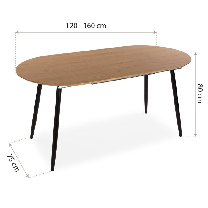 Mesa Extensible Doinyo Negra Versa 80x75 cm, Madera MDF 5 Mesa Extensible Doinyo Negra Versa 80x75 cm, Madera MDF 5
