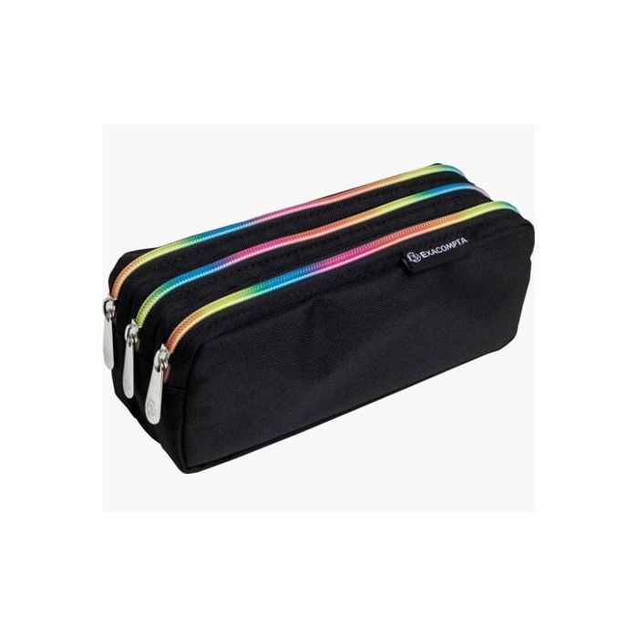 Exacompta Estuche Rectangular 3 Compartimentos Raimbow Negro Exacompta Estuche Rectangular 3 Compartimentos Raimbow Negro