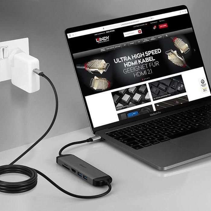 Lindy DST-Micro 140, USB-C Laptop Micro Docking Station with 4K Support and 1.4m 60W Charging Cable 4 Lindy DST-Micro 140, USB-C Laptop Micro Docking Station with 4K Support and 1.4m 60W Charging Cable 4
