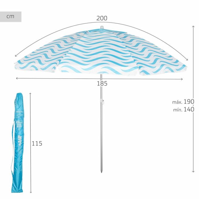 Sombrilla de playa Aktive Azul Ø 200 cm 200 x 190 x 200 cm (6 Unidades) 3 Sombrilla de playa Aktive Azul Ø 200 cm 200 x 190 x 200 cm (6 Unidades) 3