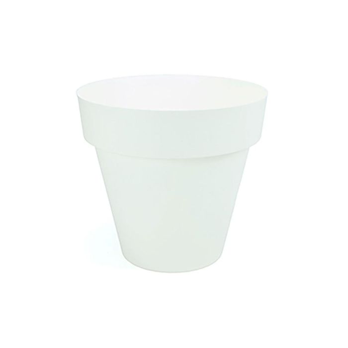 Plastiken Maceta de inyección Tes, Blanco, Polipropileno, Ø14cm, Alta resistencia a los rayos solares