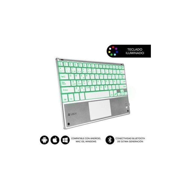 SUBBLIM Teclado Smart Backlit BT Keyboard Touchpad Silver