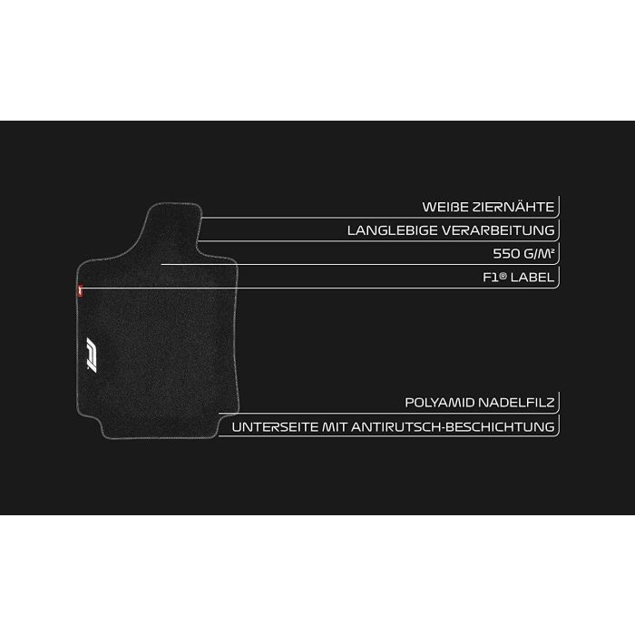 Alfombra De Coche Cm580 4Tlg Negro-Blanco F110861 1 Alfombra De Coche Cm580 4Tlg Negro-Blanco F110861 1