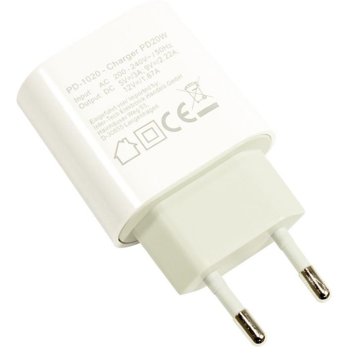 Charger USB-C 20W Quick Charge White INTER-TECH PD-1020 1