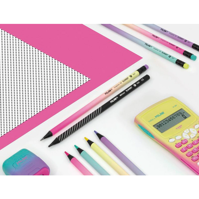 Milan Lápices de Colores Mina Gruesa Sunset Madera Negra Estuche 6 Unidades 3