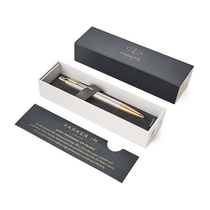 PARKER Kugelschreiber IM Premium Warm Silver M Blau Geschenkbox 1