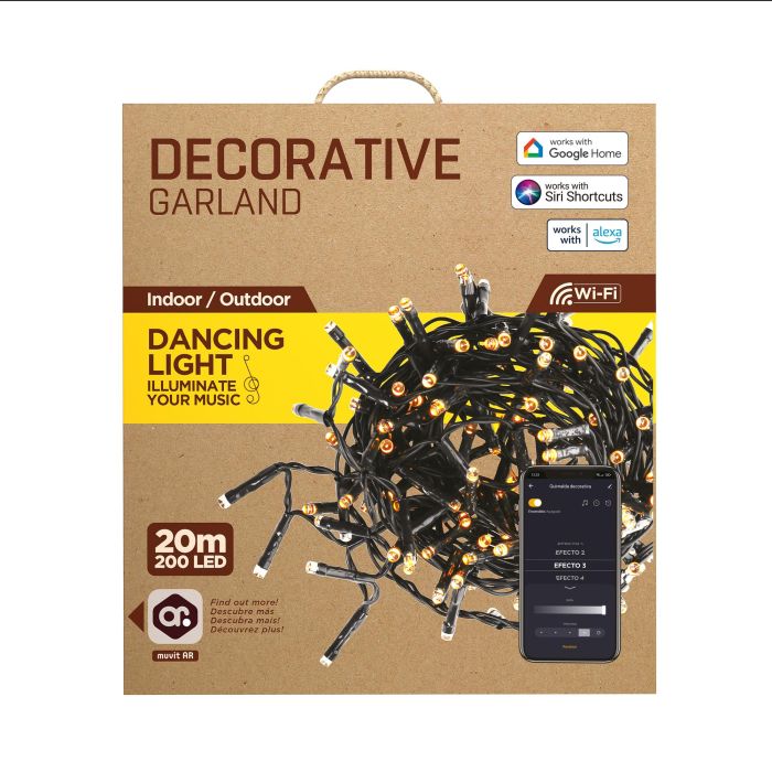 Muvit Guirnalda Luces Io Wifi Rgb - Guirnalda LED Decorativa Inteligente IP44, 60 LEDs RGB, Compatible con Alexa, Google Home y Siri, Control por App y Voz para Exterior e Interior Muvit Guirnalda Luces Io Wifi Rgb - Guirnalda LED Decorativa Inteligente IP44, 60 LEDs RGB, Compatible con Alexa, Google Home y Siri, Control por App y Voz para Exterior e Interior