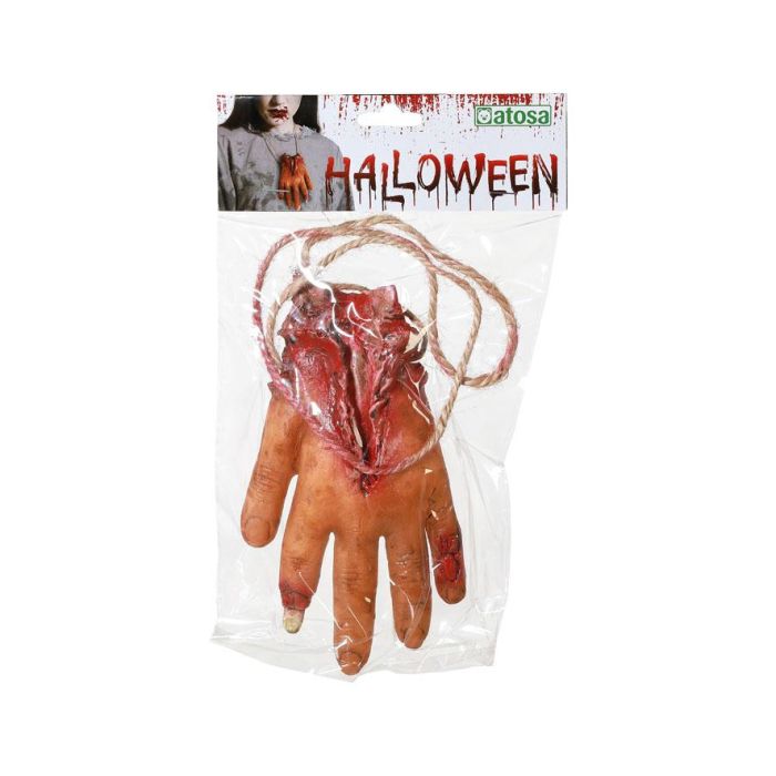 Collar Mano Ensangrentada 50 cm para Despojos Humanos, Disfraces de Terror y Halloween 1 Collar Mano Ensangrentada 50 cm para Despojos Humanos, Disfraces de Terror y Halloween 1