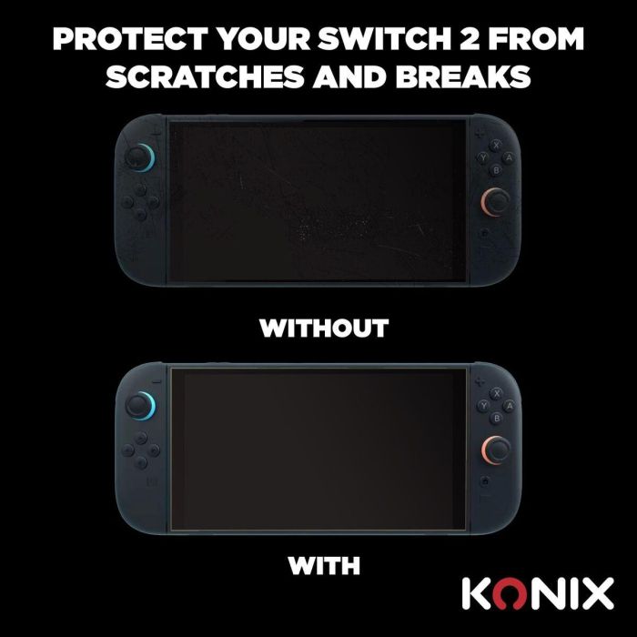 Konix Protector de Pantalla de Vidrio Templado para Nintendo Switch 2, Anti-burbujas, Anti-arañazos, Dureza 9H, 100% Transparente 3