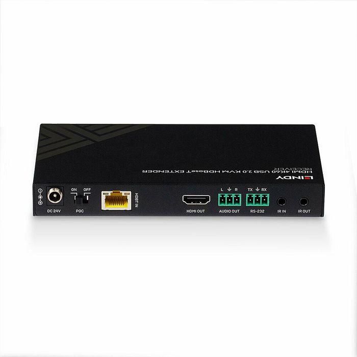 Lindy Receptor Extensor KVM HDBaseT: Extiende HDMI 4K60, USB, IR, RS-232, Audio hasta 150m con Cat.6 y PoC 7 Lindy Receptor Extensor KVM HDBaseT: Extiende HDMI 4K60, USB, IR, RS-232, Audio hasta 150m con Cat.6 y PoC 7