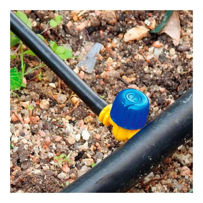 Blue Bird Válvulas Ø4 mm, 3 uds, Conexiones Micro-Riego, Polipropileno, Anti UV, Azul/Amarillo