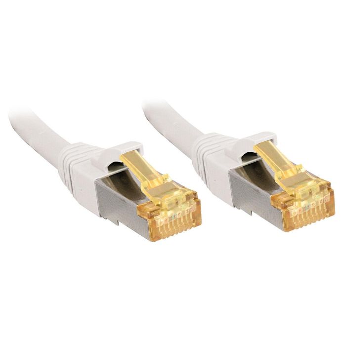 Lindy Cable de Red 10m RJ45 S/FTP Cat.6A/7 (600MHz) LSZH Blanco, Pines Chapados Oro, Sin Enganches