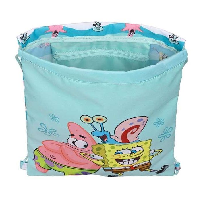 Bolsa Mochila con Cuerdas Spongebob Stay positive Azul Blanco 26 x 34 x 1 cm 3