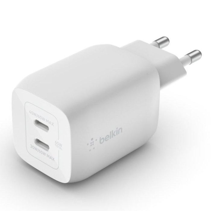 Belkin Cargador WCH013vfWH 65W GaN Boost Charge Pro, Blanco, 2 Puertos USB-C, Carga Rápida para Portátil y Móvil 4