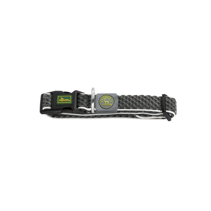Hunter Collar Hilo Vario Basic M Perro Antracita - Transpirable, Refrescante, Reflectante - Cuello 33-50cm, Ancho 25mm