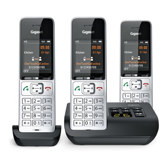 Gigaset COMFORT 500A trio Teléfono DECT/analógico con manos libres y contestador automático, Negro Plata 14