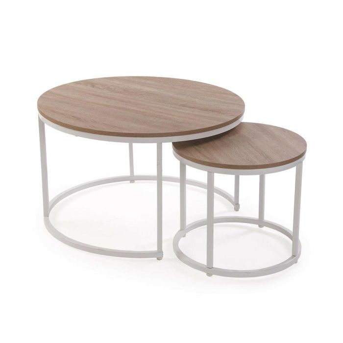 Versa 2 Mesas Auxiliares Aurea Blancas 80x48 cm Versa 2 Mesas Auxiliares Aurea Blancas 80x48 cm