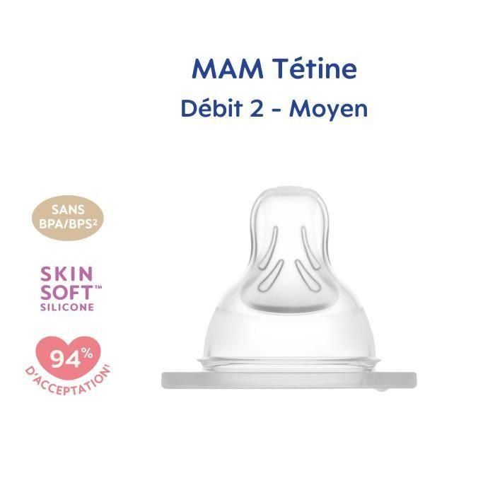 MAM Tetina Anatómica de Silicona Flujo Medio 2 - Juego de 2 Tetinas - Para una Succión Similar al Pecho Materno - Transparente 1 MAM Tetina Anatómica de Silicona Flujo Medio 2 - Juego de 2 Tetinas - Para una Succión Similar al Pecho Materno - Transparente 1