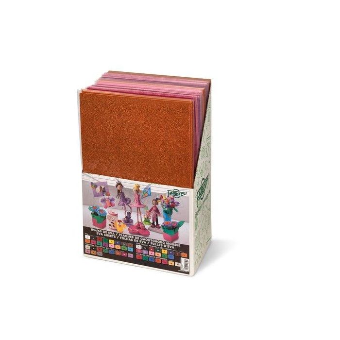 Goma Eva Faibo Purpurina Hoja 40X60 Expositor De 108