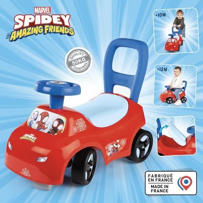Smoby - Portabebés 2 en 1 - Spidey - Caja debajo del sillín + bocina - A partir de 10 meses - Fabricado en Francia 1 Smoby - Portabebés 2 en 1 - Spidey - Caja debajo del sillín + bocina - A partir de 10 meses - Fabricado en Francia 1
