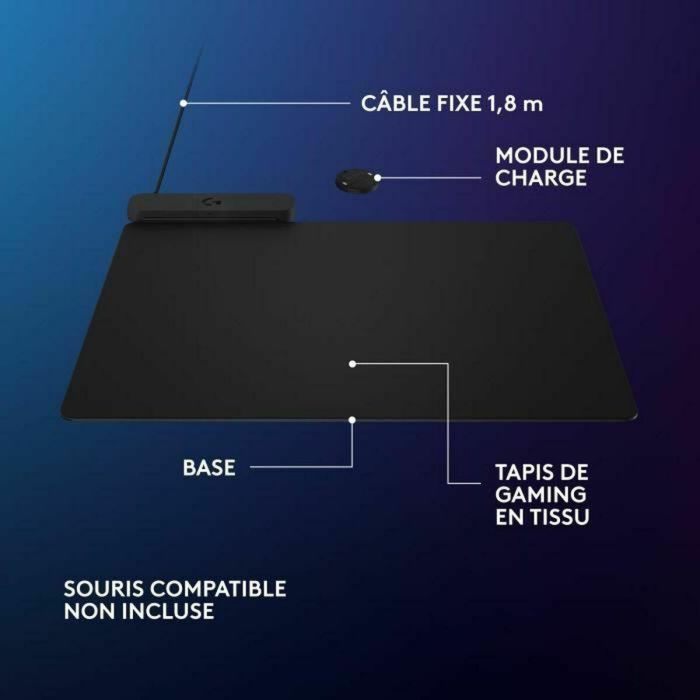 Logitech G Powerplay Alfombrilla Gaming con Carga Inalámbrica, Base Inalámbrica Continua, Superficie de Tela, USB, Negro, Sistema POWERPLAY 2, Compatible con Ratones Logitech G