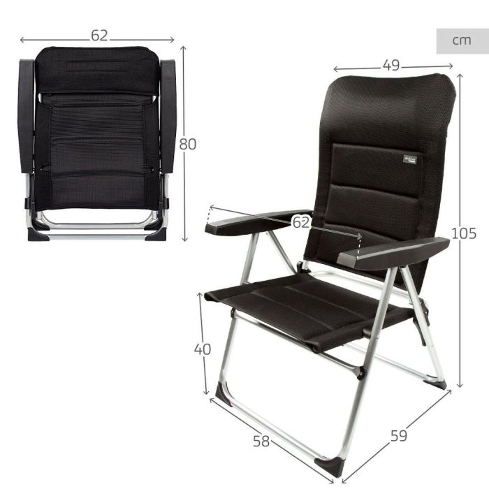 Silla de Playa Aktive Deluxe Plegable Negro 49 x 105 x 59 cm (2 Unidades) 3 Silla de Playa Aktive Deluxe Plegable Negro 49 x 105 x 59 cm (2 Unidades) 3