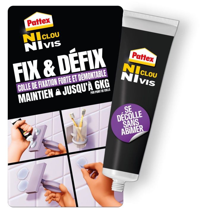 Pattex 2970856 Pegamento Fijador Adhesivo de Montaje Sin Clavos ni Tornillos Fix & Défix, Tubo 44g 3 Pattex 2970856 Pegamento Fijador Adhesivo de Montaje Sin Clavos ni Tornillos Fix & Défix, Tubo 44g 3