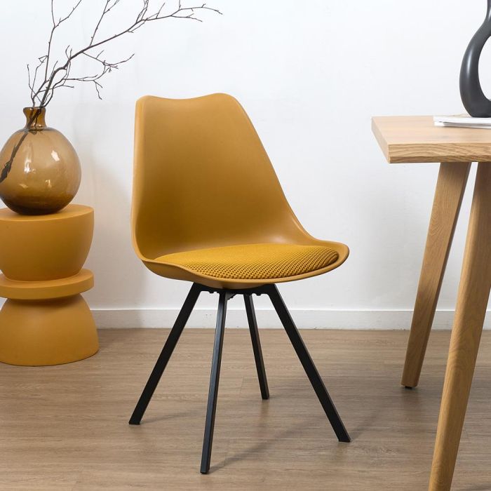 Home Deco Factory Silla Pp Con Cojín Atom Mostaza Contemporain 1