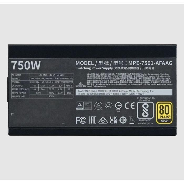 Cooler Master MWE Gold 750 V2 ATX3.1 Fuente de Alimentación 750W 80 Plus Gold Modular (MPE-7501-AFAAG-3EEU) 2 Cooler Master MWE Gold 750 V2 ATX3.1 Fuente de Alimentación 750W 80 Plus Gold Modular (MPE-7501-AFAAG-3EEU) 2