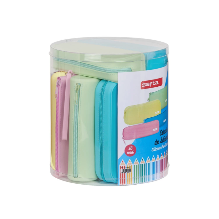 Safta Set de 16 Portatodos de Silicona, Colores Surtidos, Estuches Planos, Cuadrados, Estrechos y Redondos 0 Safta Set de 16 Portatodos de Silicona, Colores Surtidos, Estuches Planos, Cuadrados, Estrechos y Redondos 0