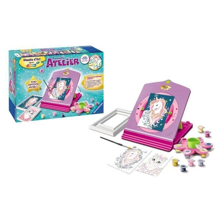 Ravensburger 4005556290345 - Número de arte fantástico 'Atelier' para pintar, con líneas de colores, caballete y pintura dorada 3