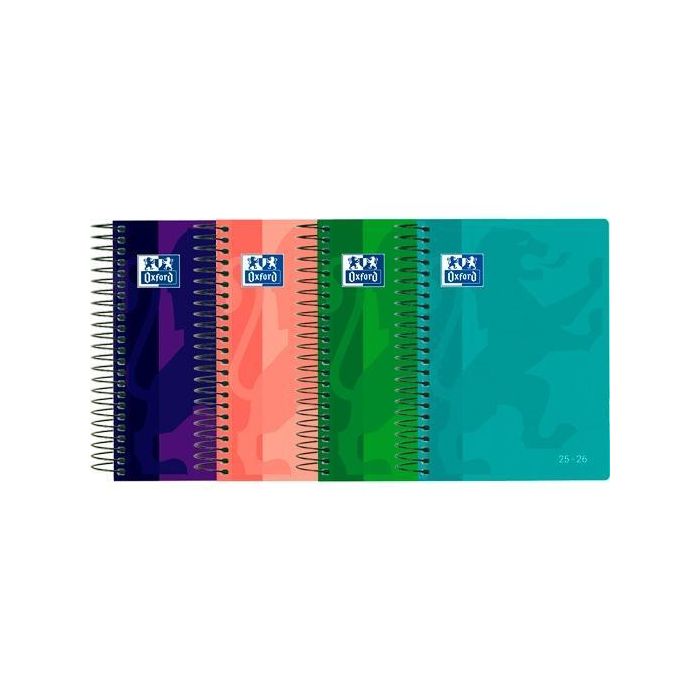 Oxford Agenda Escolar Espiral 8º DP T-Plástico C-Surtidos 2025-2026, Quicknotes®, Compatible SCRIBZEE®, Nude Azul