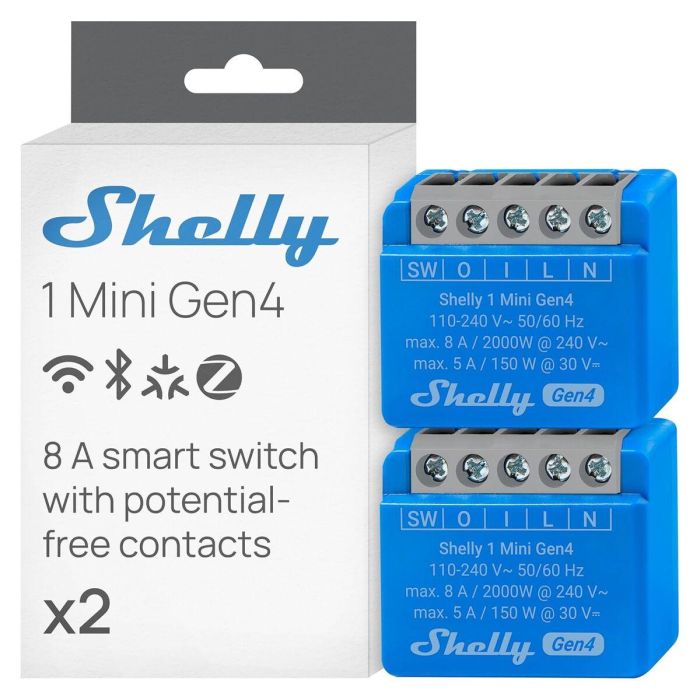 Shelly Relais 1 Mini Gen4 WLAN BT Matter Zigbee 8A Interruptor Inteligente 21