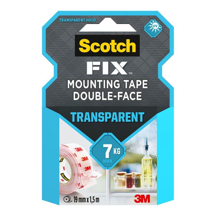 Scotch Cinta doble cara de montaje transparente 19mmx1,5m 4910c-1915-p máx 7 kg Scotch Cinta doble cara de montaje transparente 19mmx1,5m 4910c-1915-p máx 7 kg