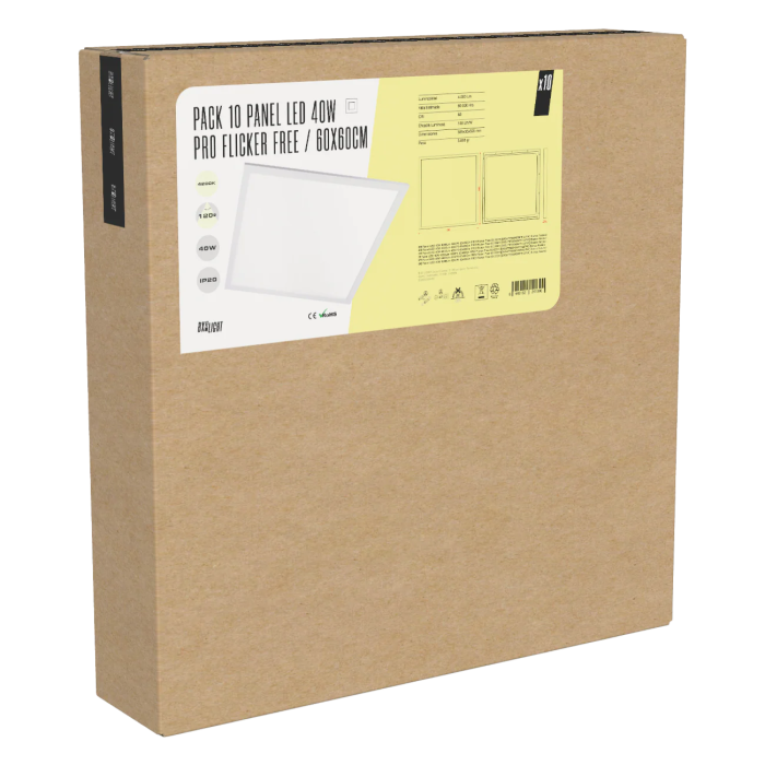 BX3 LIGHT Pack 10 Paneles LED Empotrables 40W 4000Lm 4200K 60x60Cm, Sin Parpadeo, 60000H, para Oficinas y Comercios [BX3LPT59540WPHILIPW]