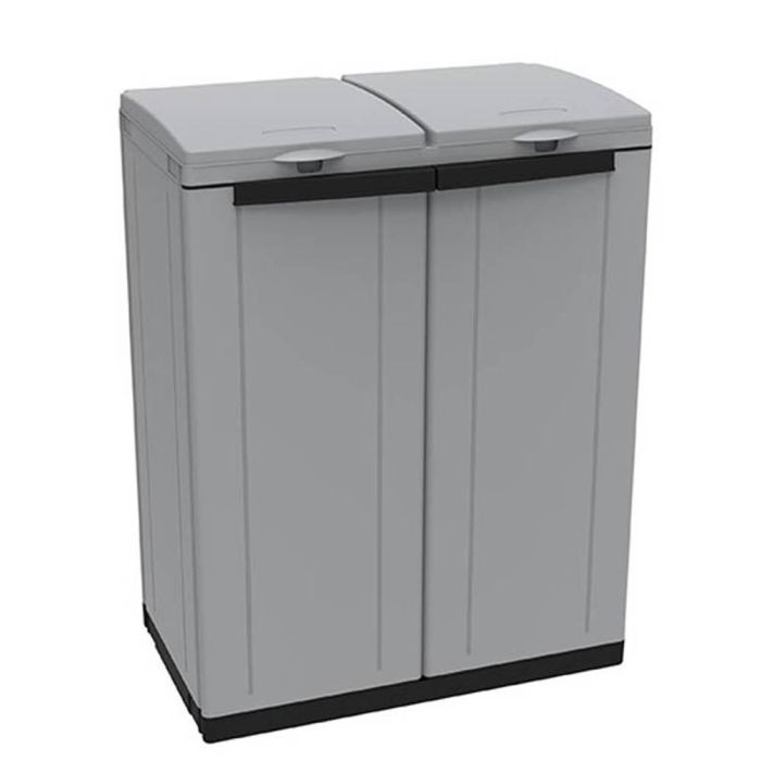 Ecoline Armario reciclaje 2 puertas, gris/negro, 68x39x88.7 cm, capacidad 2 bolsas de 110l 1